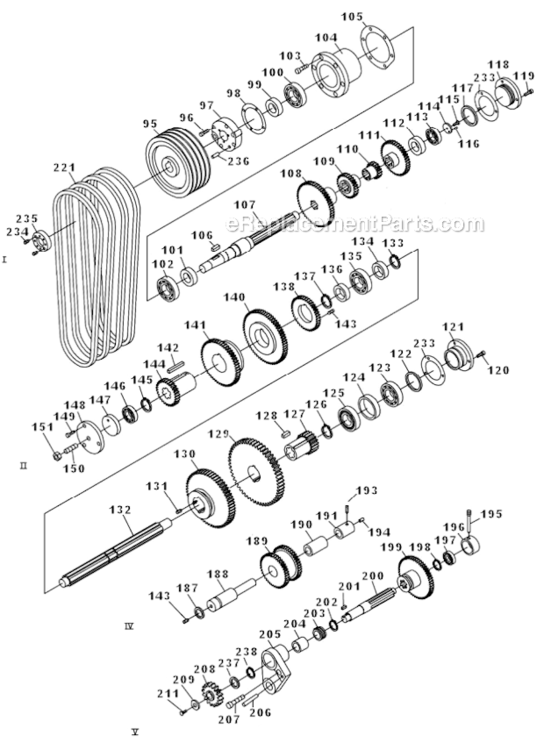 Page E Diagram and Parts List for GH-1440ZX  Jet Lathe