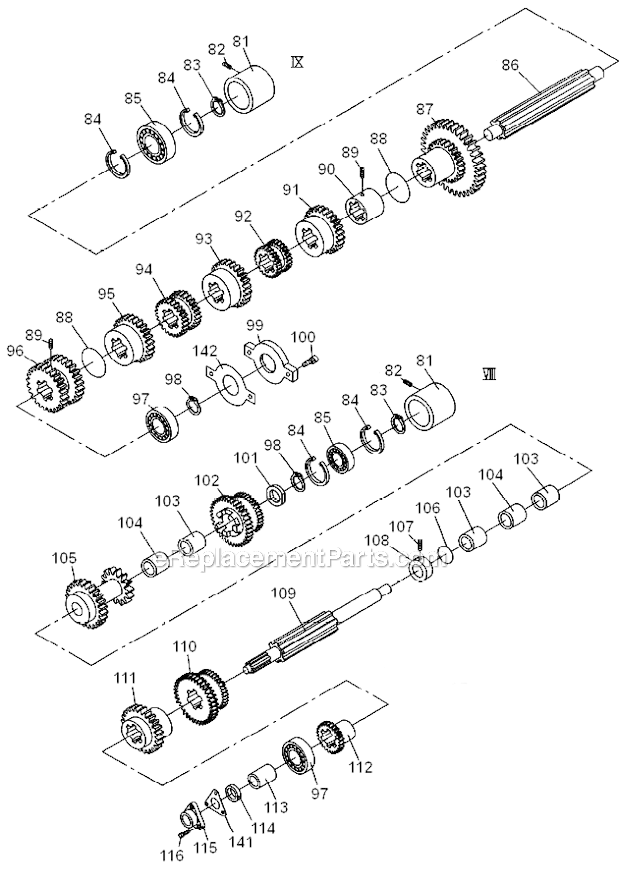 Quick_Change_Gear_Box_Ii Diagram and Parts List for GH1860ZX  Jet Lathe