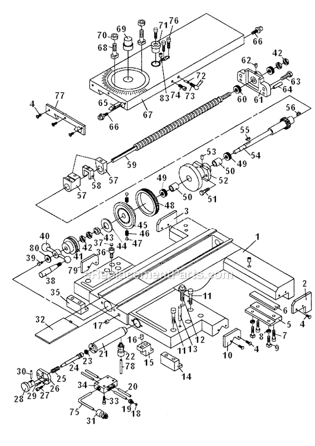 Carriage_Assembly Diagram and Parts List for GH1860ZX  Jet Lathe