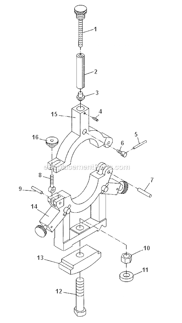 Steady_Rest_Assembly Diagram and Parts List for GH1860ZX  Jet Lathe