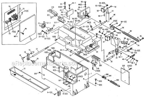 Page A Diagram and Parts List for HBS-1018W 414473 Jet Band Saw