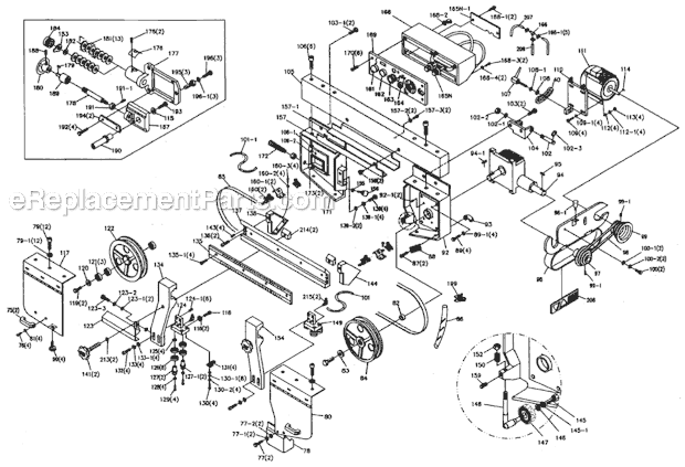 Page B Diagram and Parts List for HBS-1018W 414473 Jet Band Saw
