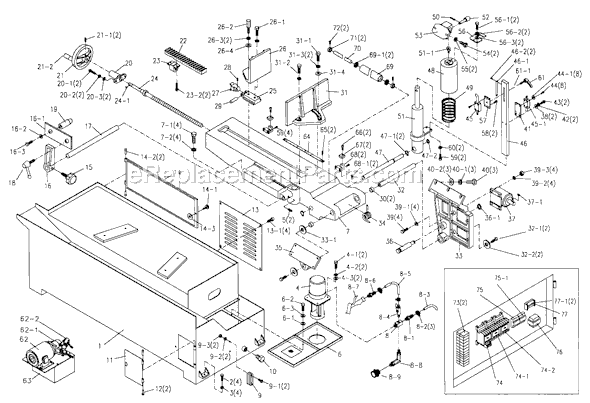 Page A Diagram and Parts List for HBS-1321W 414471 Jet Band Saw