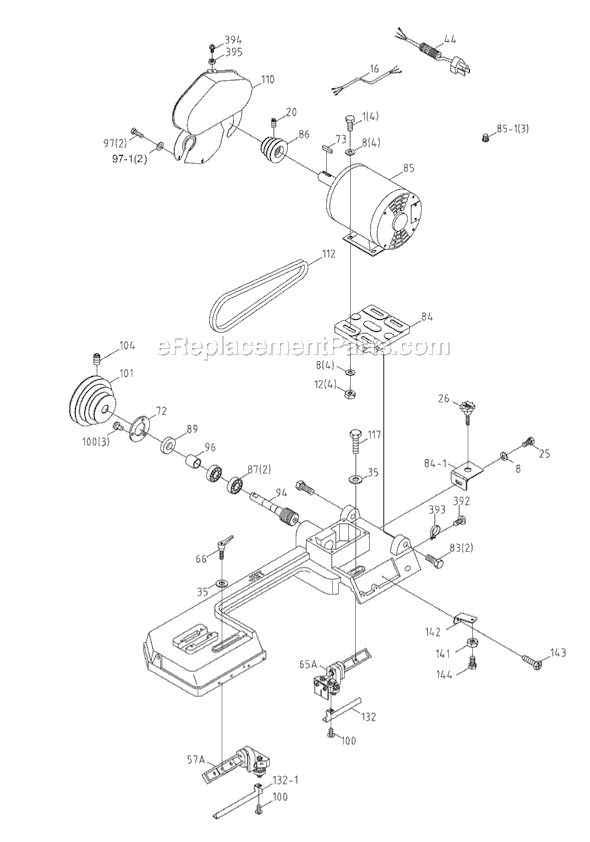 Page B Diagram and Parts List for HBS-56S 414457 Jet Band Saw