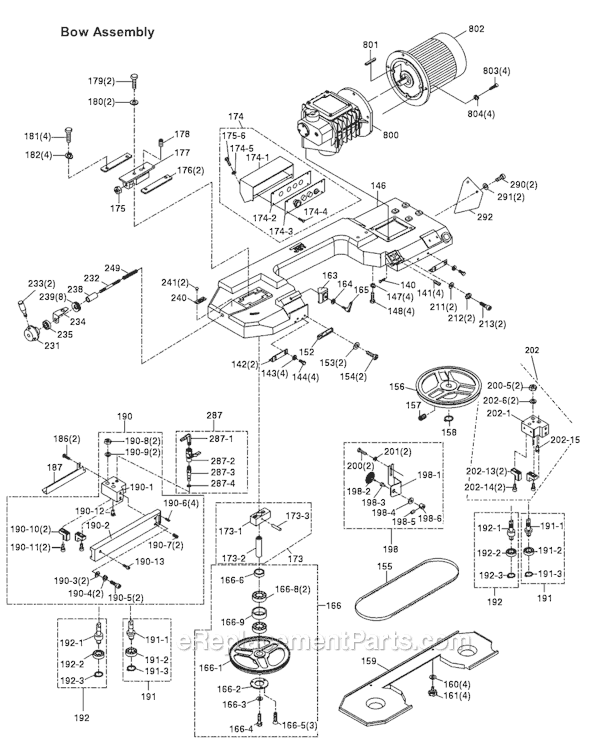 Page B Diagram and Parts List for HBS-814GH 414466 Jet Band Saw