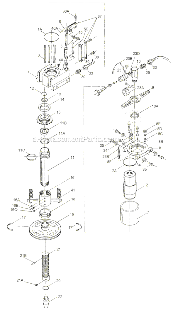 Page C Diagram and Parts List for HP-5A 331406 Jet Brake & Press