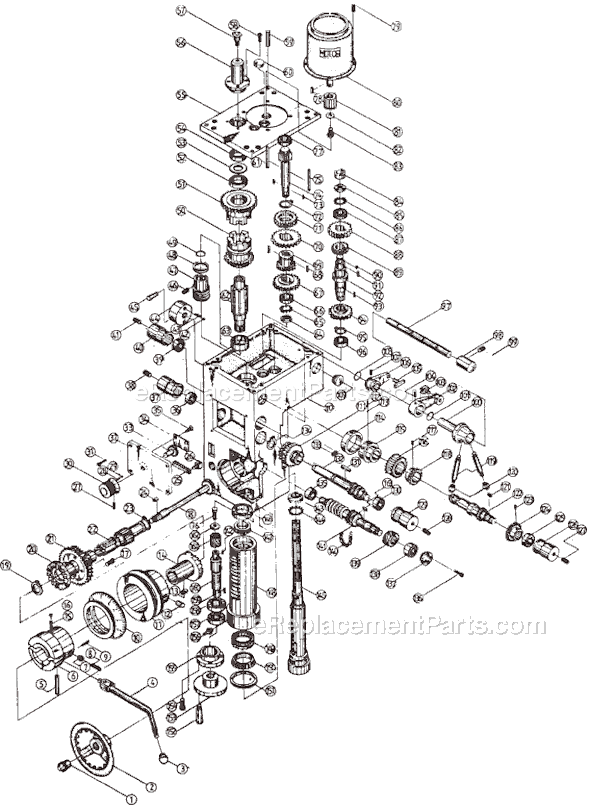 Page F Diagram and Parts List for J-1230R 320036 Jet Drill Press