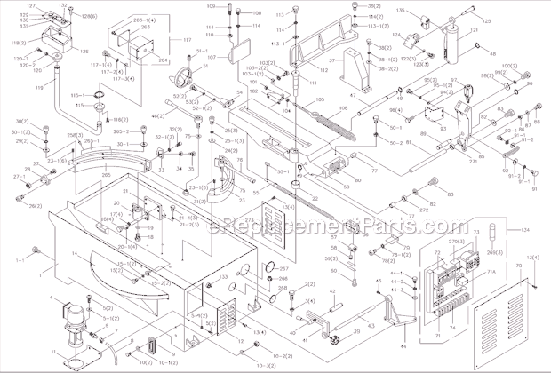 Page A Diagram and Parts List for J-7040M-4 414484 Jet Miter Saw