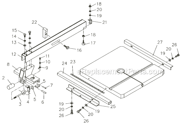 Page E Diagram and Parts List for J-8203VS  Jet Band Saw