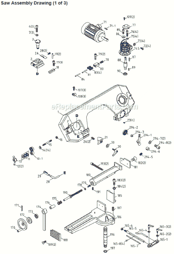 Page A Diagram and Parts List for J-9225 414467 Jet Band Saw