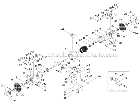 Page A Diagram and Parts List for JBG-8A 577102 Jet Bench Grinder