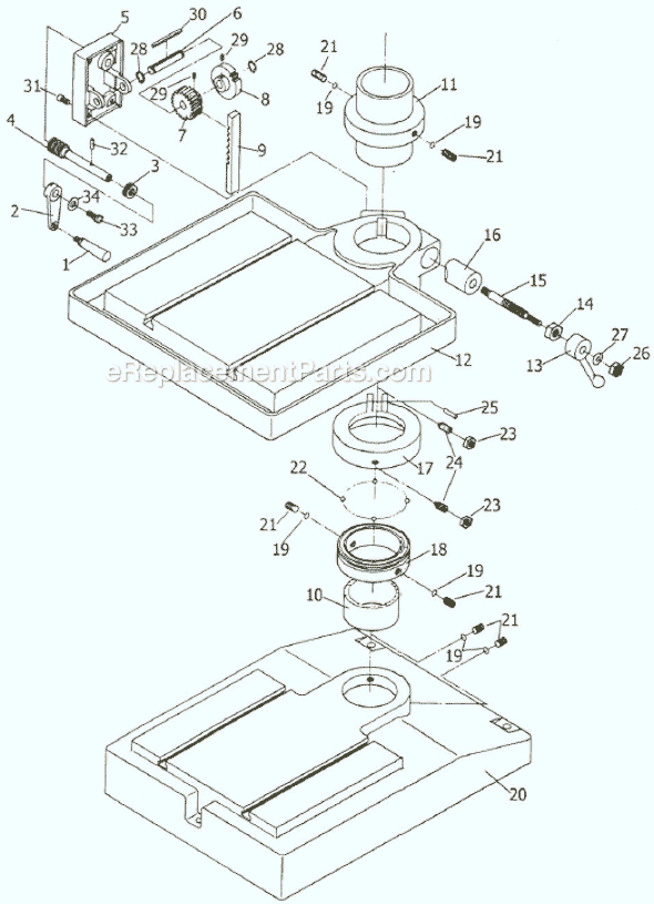 Page C Diagram and Parts List for JDP-20VS-3 354203 Jet Drill Press