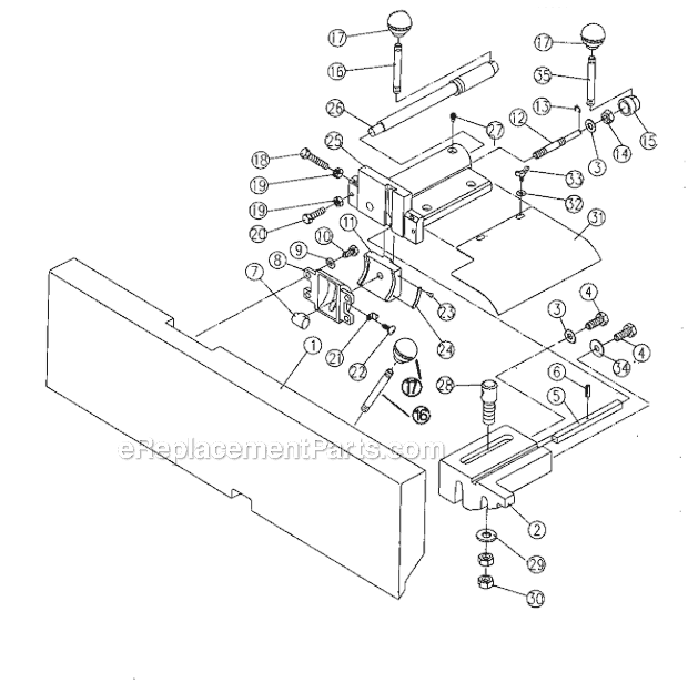 Fence Diagram and Parts List for JJ-6CS 708456 Jet Planer Jointer