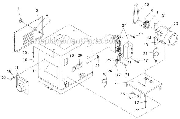 Page C Diagram and Parts List for JJ-8CS 708458K Jet Planer Jointer
