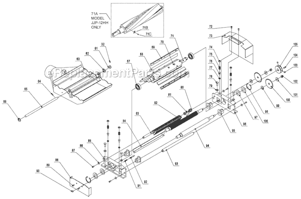 Page C Diagram and Parts List for JJP-12HH 708476 Jet Planer Jointer