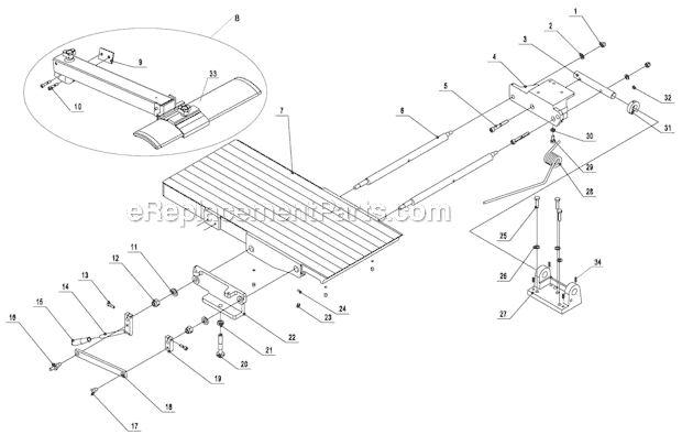 Page B Diagram and Parts List for JJP-12 708475 Jet Planer Jointer