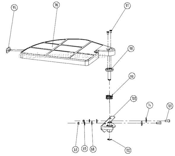 Page F Diagram and Parts List for JJP-8BT 707400 Jet Planer Jointer