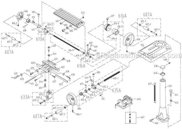 Page B Diagram and Parts List for JMD-18 350018 Jet Drill Press