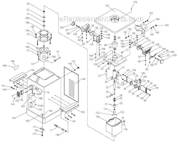 Page A Diagram and Parts List for JOVS-10 708411 Jet Sander Polisher