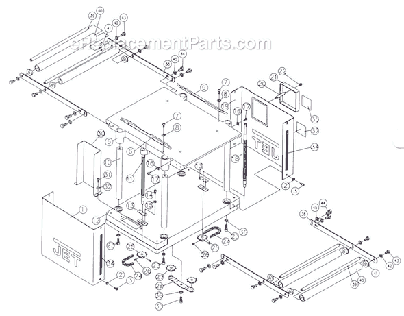 Page A Diagram and Parts List for JPM-13CS 708524 Jet Planer Jointer