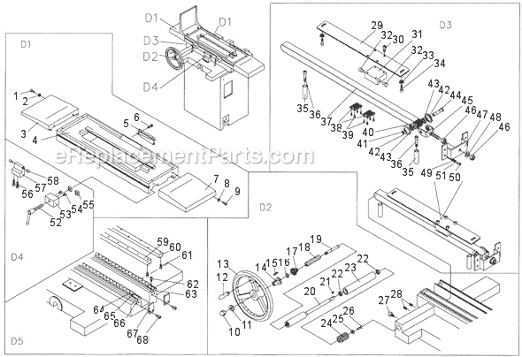 Page D Diagram and Parts List for JPSG-618M1 414519 Jet Bench Grinder