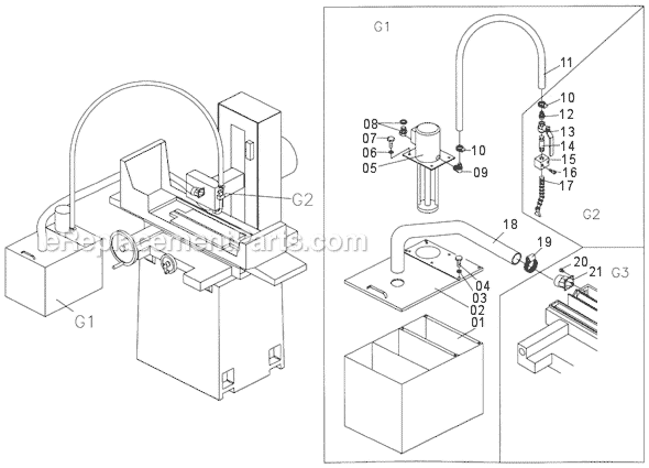 Page G Diagram and Parts List for JPSG-618M1 414519 Jet Bench Grinder