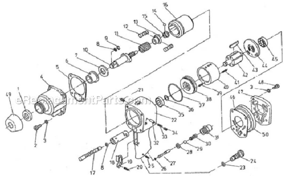 Page A Diagram and Parts List for JSG-0717SH  Jet Wrench