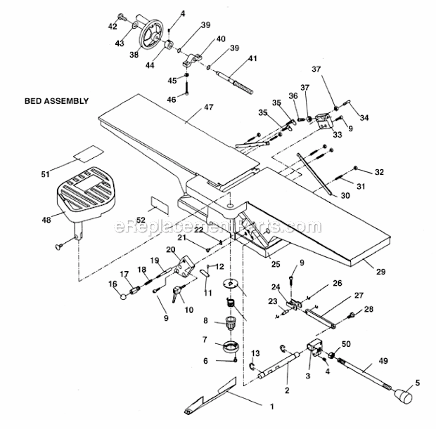 Page A Diagram and Parts List for JSL-6J  Jet Planer Jointer