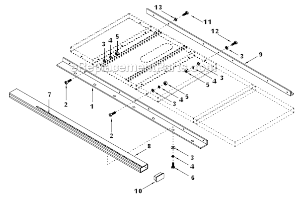 Page E Diagram and Parts List for JTAS-10  Jet Table Saw