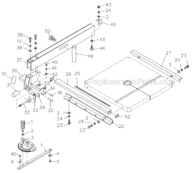 Page E Diagram and Parts List for JWBS-16B 708749B Jet Band Saw
