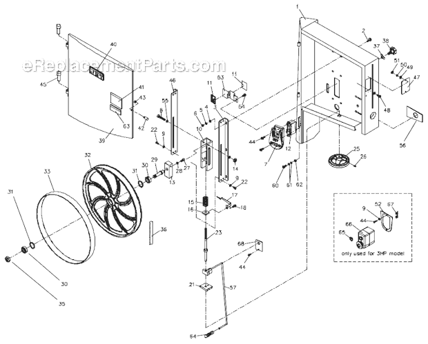 Page A Diagram and Parts List for JWBS-18QT-3 710751B Jet Band Saw