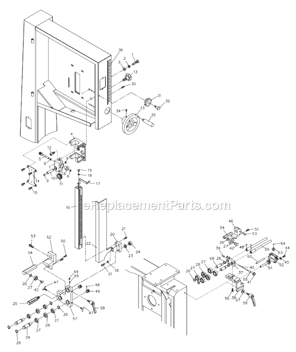 Blade Guide Assembly Diagram and Parts List for JWBS-18X 710750 Jet Band Saw