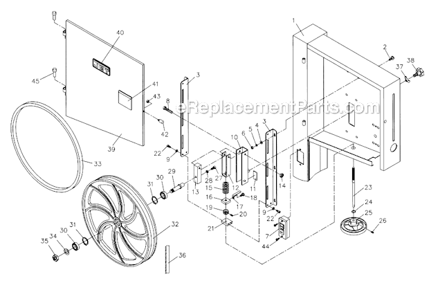 Upper_Wheel_Assembly Diagram and Parts List for JWBS-18708750  Jet Band Saw