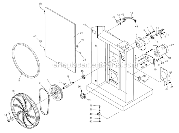 Lower_Wheel_And_Motor_Assembly Diagram and Parts List for JWBS-18708750  Jet Band Saw