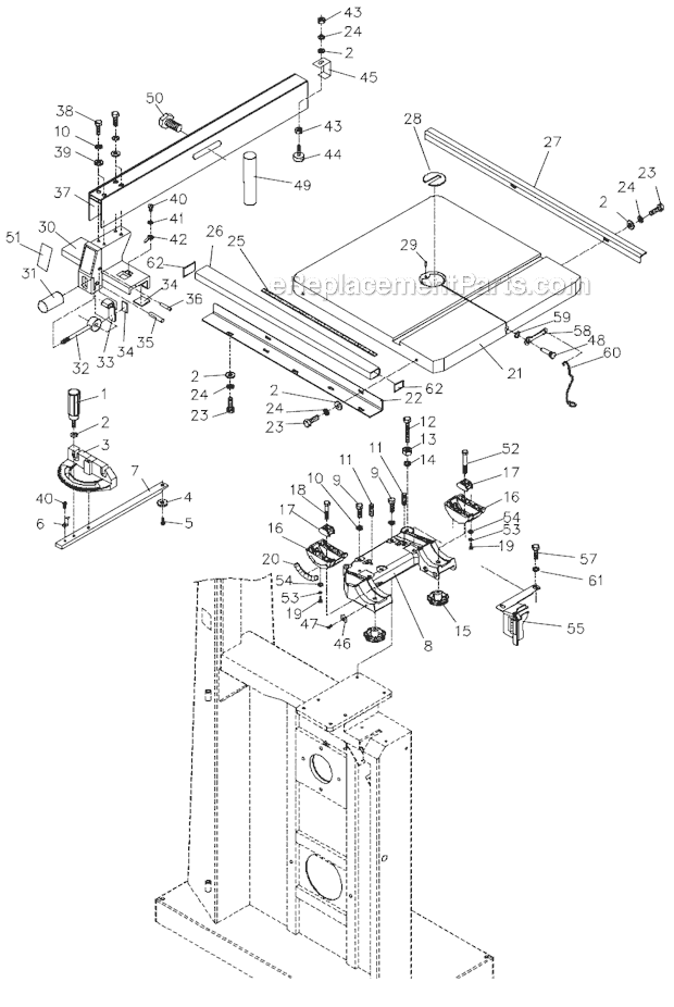 Page D Diagram and Parts List for JWBS-20QT-5 710755B Jet Band Saw