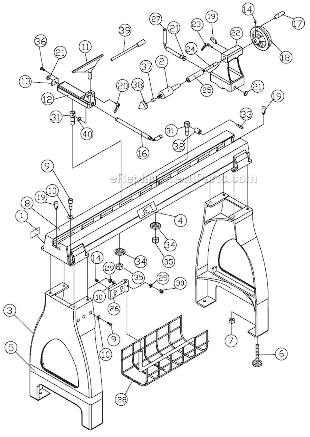 Page A Diagram and Parts List for JWL-1642EVS 708359 Jet Lathe