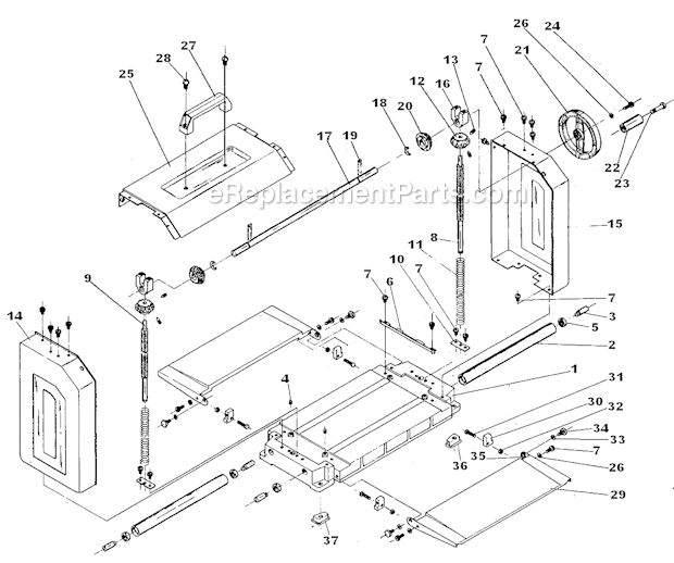 Table Diagram and Parts List for JWP-12  Jet Planer Jointer