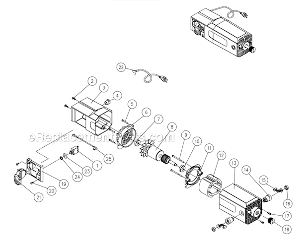 Motor Assembly Diagram and Parts List for JWP-13DX  Jet Planer Jointer