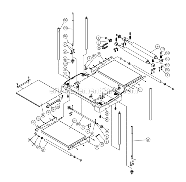 Table Assembly Diagram and Parts List for JWP-13DX  Jet Planer Jointer