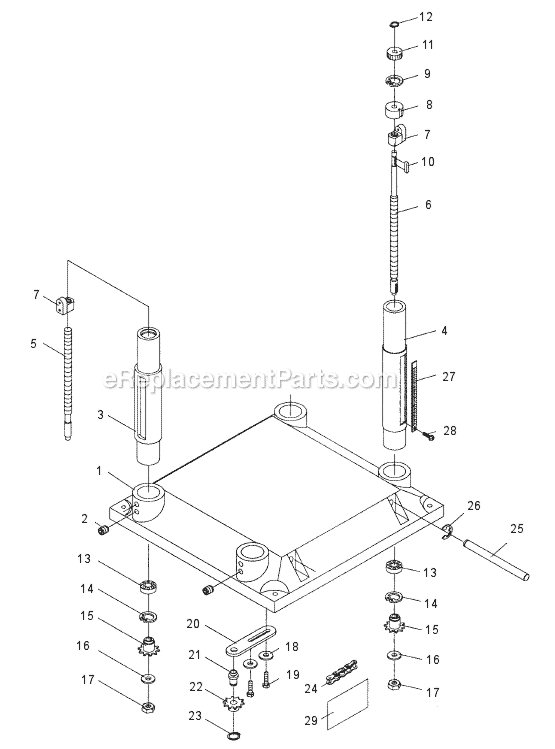 Page B Diagram and Parts List for JWP-15DX 708538 Jet Planer Jointer