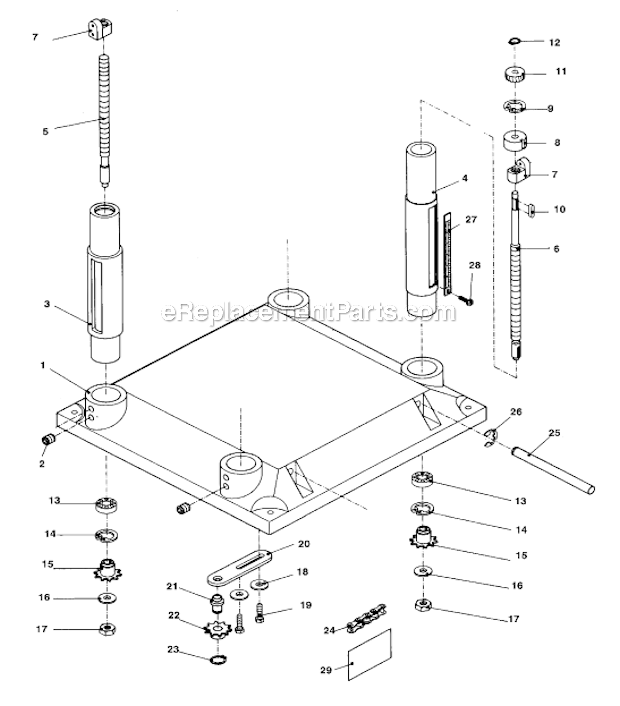 Base_Assembly Diagram and Parts List for JWP-15HO  Jet Planer Jointer