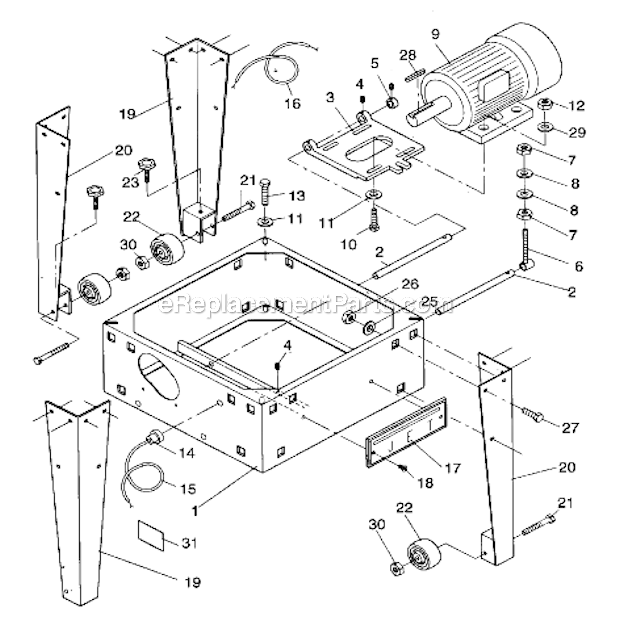 Stand_And_Motor_Assembly Diagram and Parts List for JWP-15HO  Jet Planer Jointer
