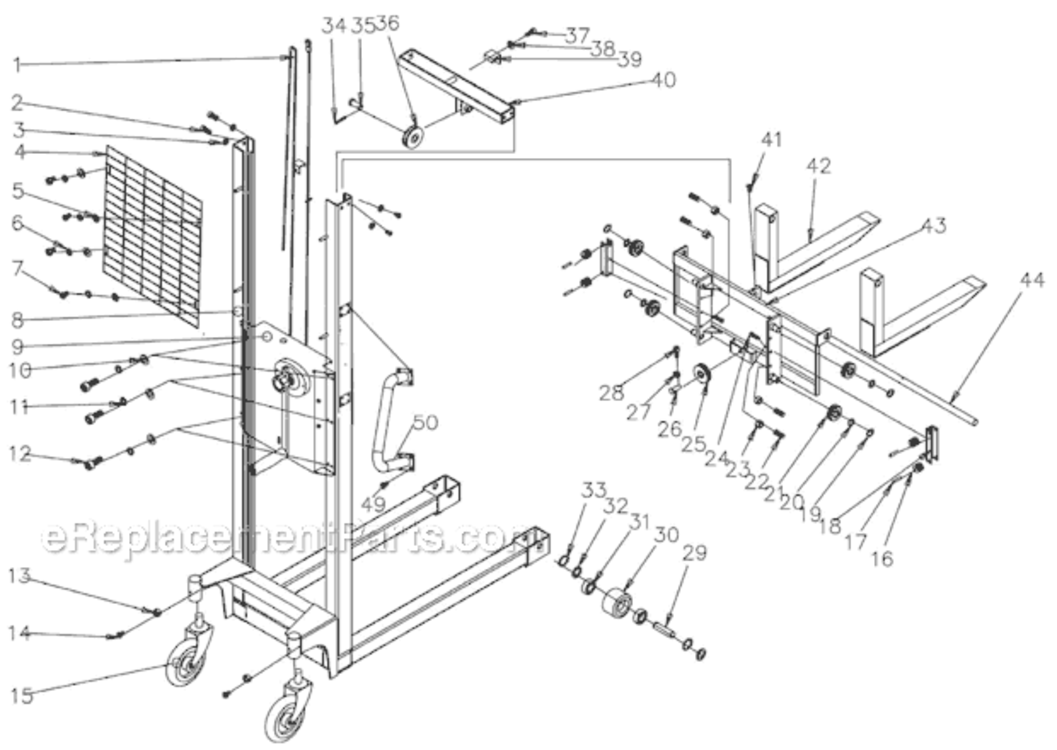 Page A Diagram and Parts List for JWS-770 140501 Jet Hoist & Winch