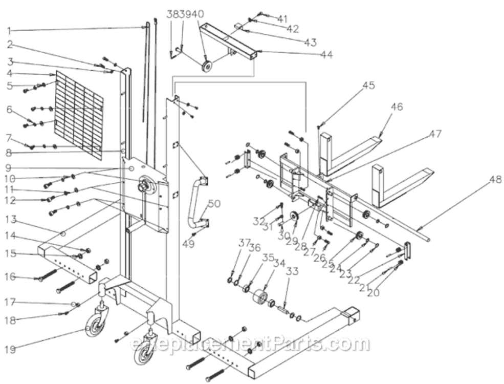 Page B Diagram and Parts List for JWS-770 140501 Jet Hoist & Winch