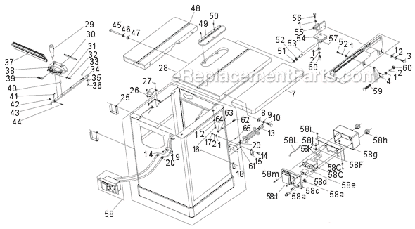 Page D Diagram and Parts List for JWSS-10CS 708781 Jet Table Saw