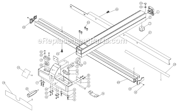 Page A Diagram and Parts List for JWSS-10LFR 708770 Jet Table Saw