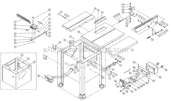 Page D Diagram and Parts List for JWSS-10LFR 708770 Jet Table Saw