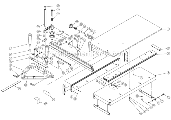 Page E Diagram and Parts List for JWSS-10LFR 708770 Jet Table Saw