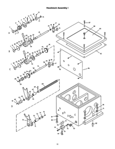Headstock Assembly I Diagram and Parts List for 321139 ZX Jet Lathe