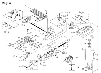 Fig-1 Diagram and Parts List for JMD-18 350126 Jet Mill